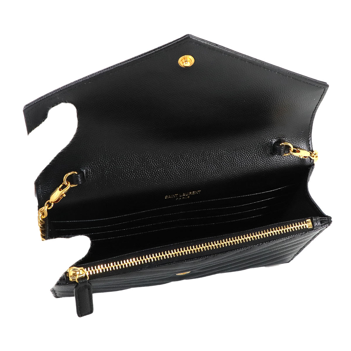 Cassandre Envelope Chain Wallet Leather Black 742920