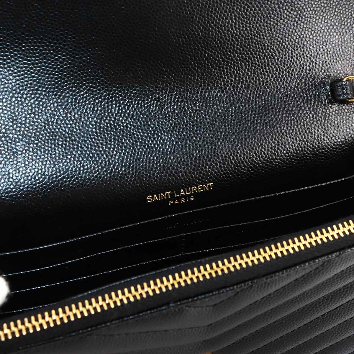 Cassandre Envelope Chain Wallet Leather Black 742920