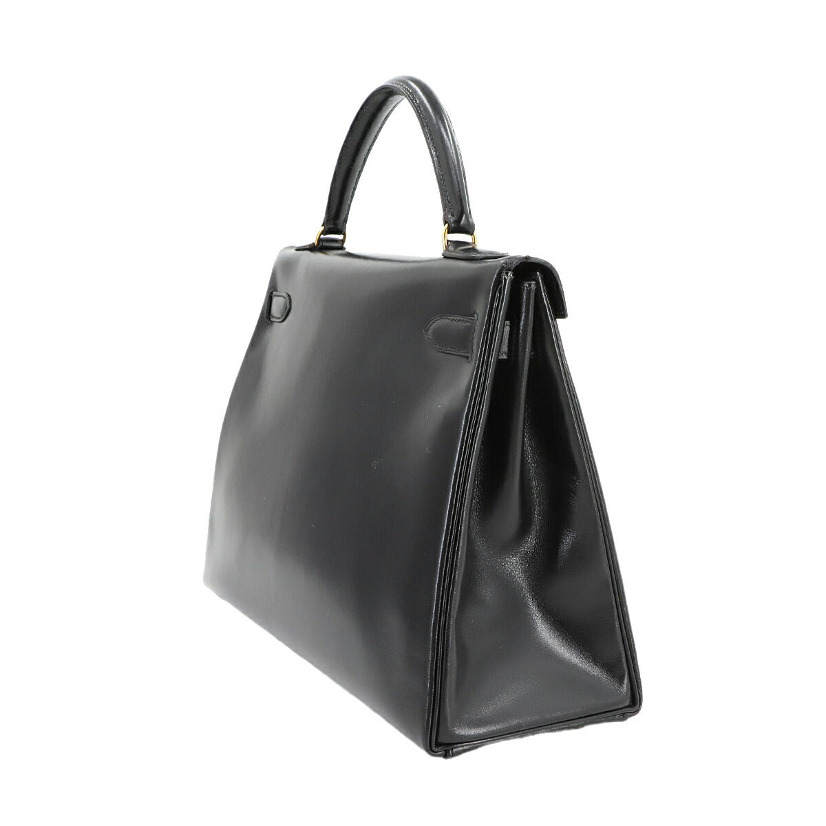 Kelly 32 Box calf Black 2way Hand Shoulder Bag Purse