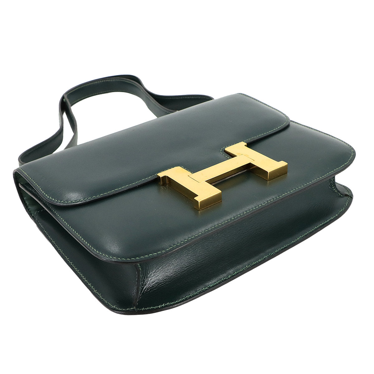 Constance 23 Shoulder Bag Box Calf Leather Green Vintage Purse