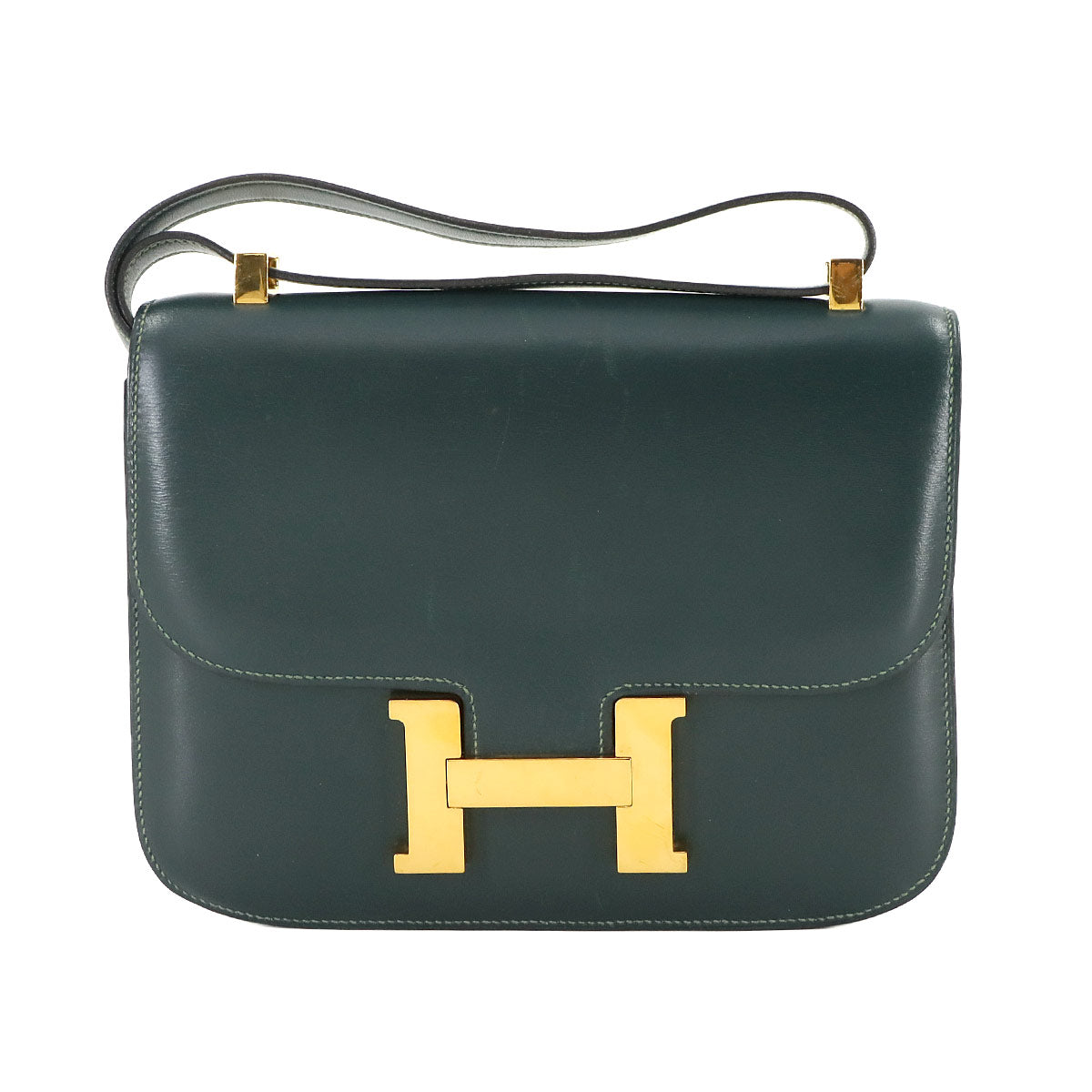 Constance 23 Shoulder Bag Box Calf Leather Green Vintage Purse