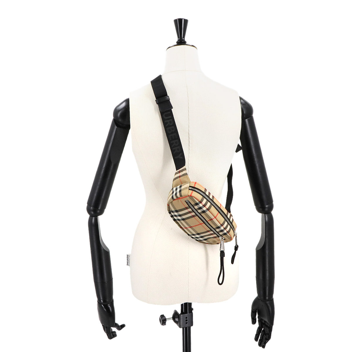 Plaid Crossbody bag Canvas Beige Black 8014420 Purse