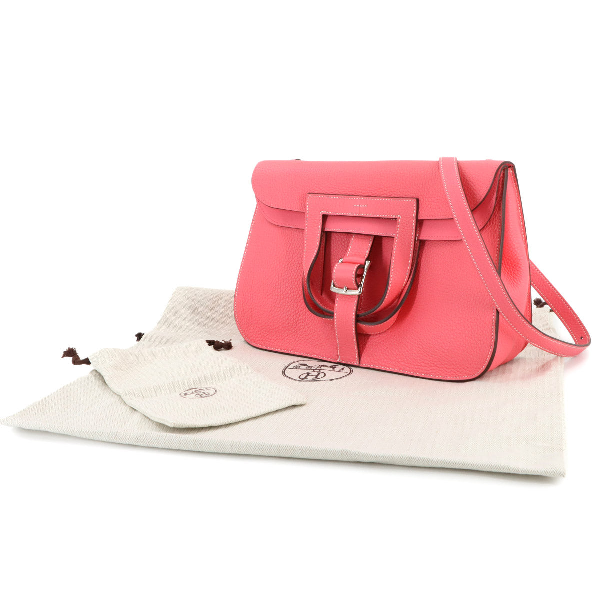 Halzan 31 Hand Shoulder Bag Taurillon Clemence Rose Azalee
