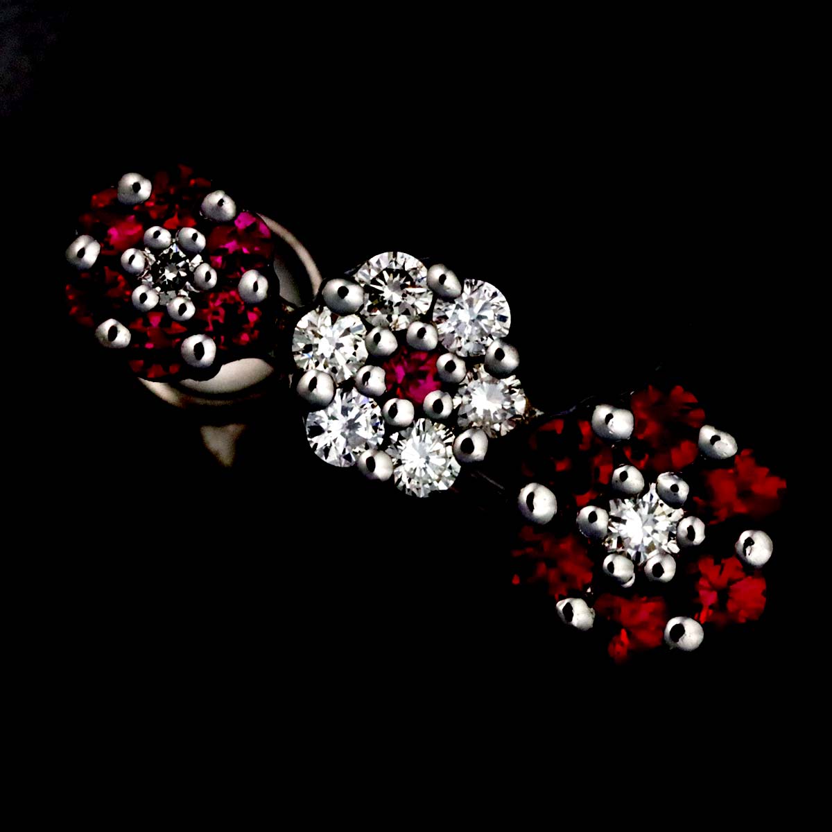 Ruby 0.21ct Diamond 0.10ct Earrings 18K WG 750