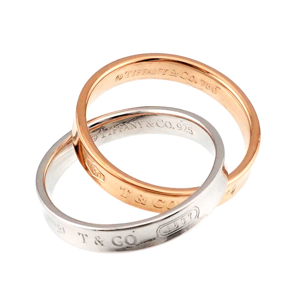 Interlocking Ring 18K PG 750 Silver 925 size5.75-6(US)