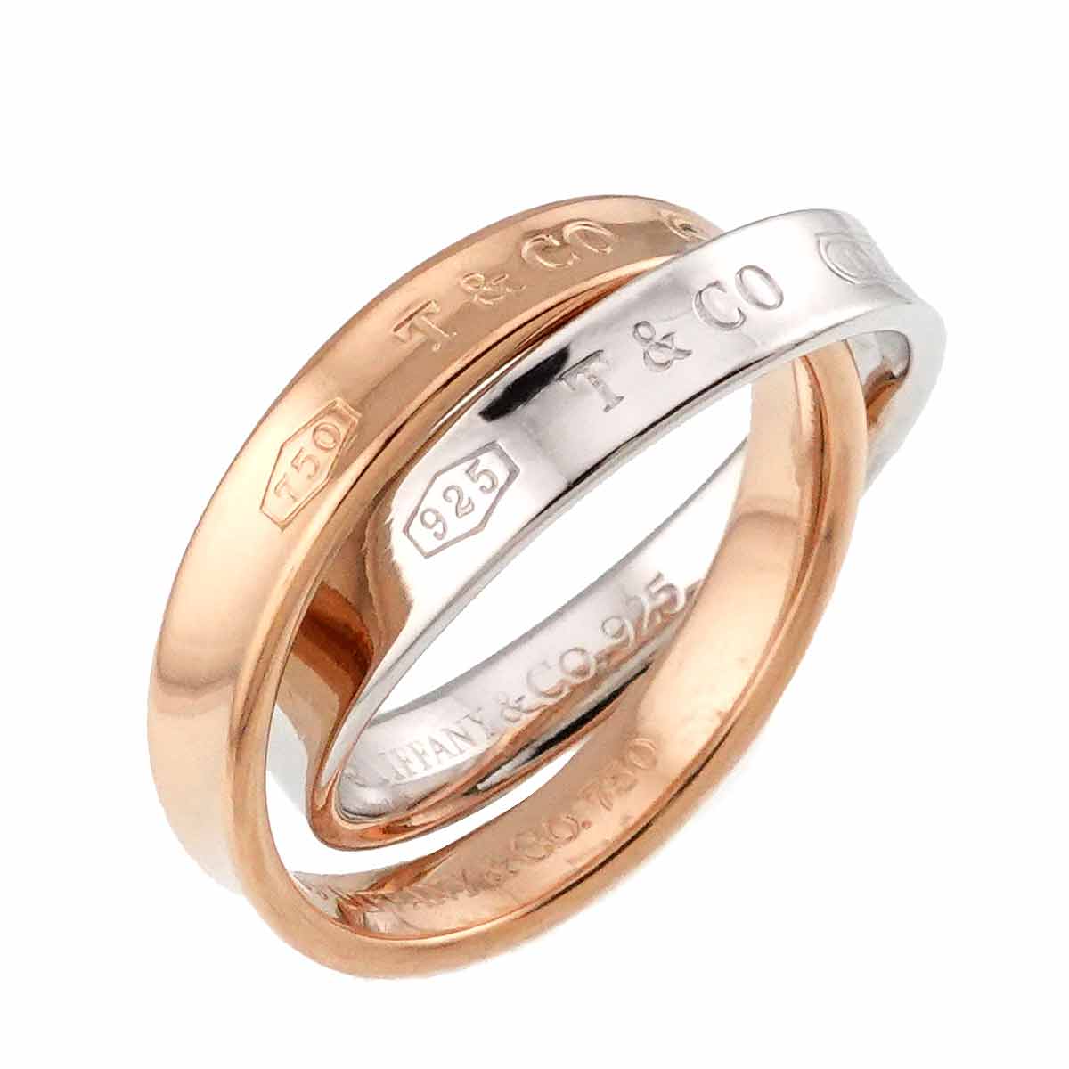 Interlocking Ring 18K PG 750 Silver 925 size5.75-6(US)