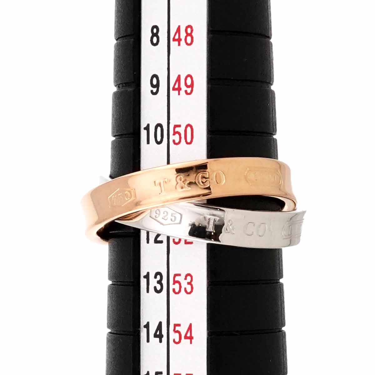 Interlocking Ring 18K PG 750 Silver 925 size5.75-6(US)