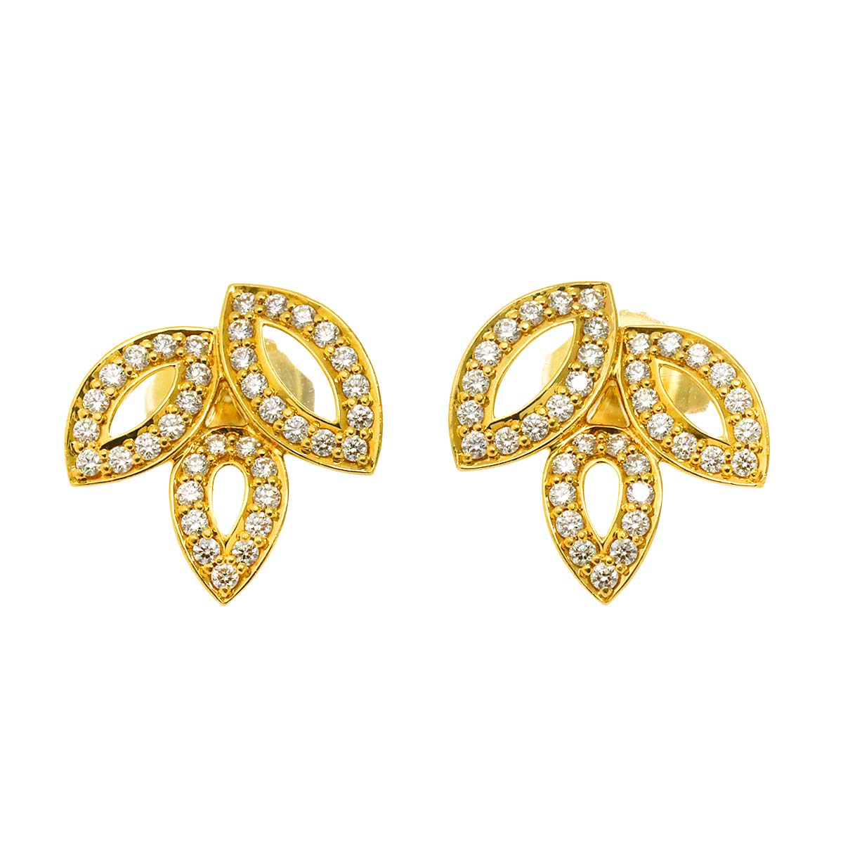 Mini Diamond Earrings Pierced 18K YG 750