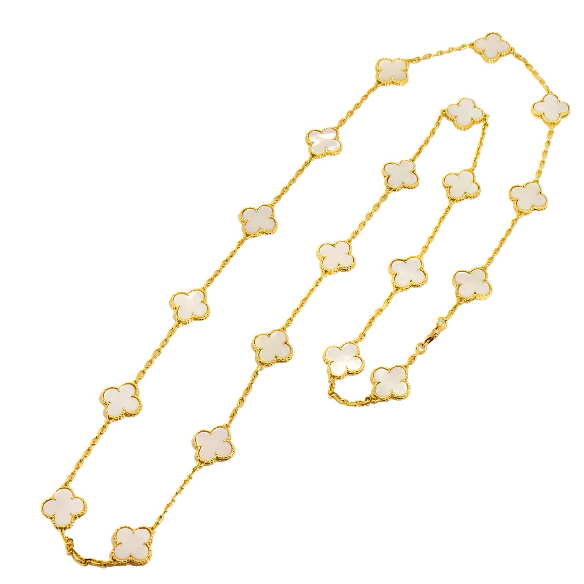 Vintage Alhambra MotherofPearl MOP Necklace 18K YG 750