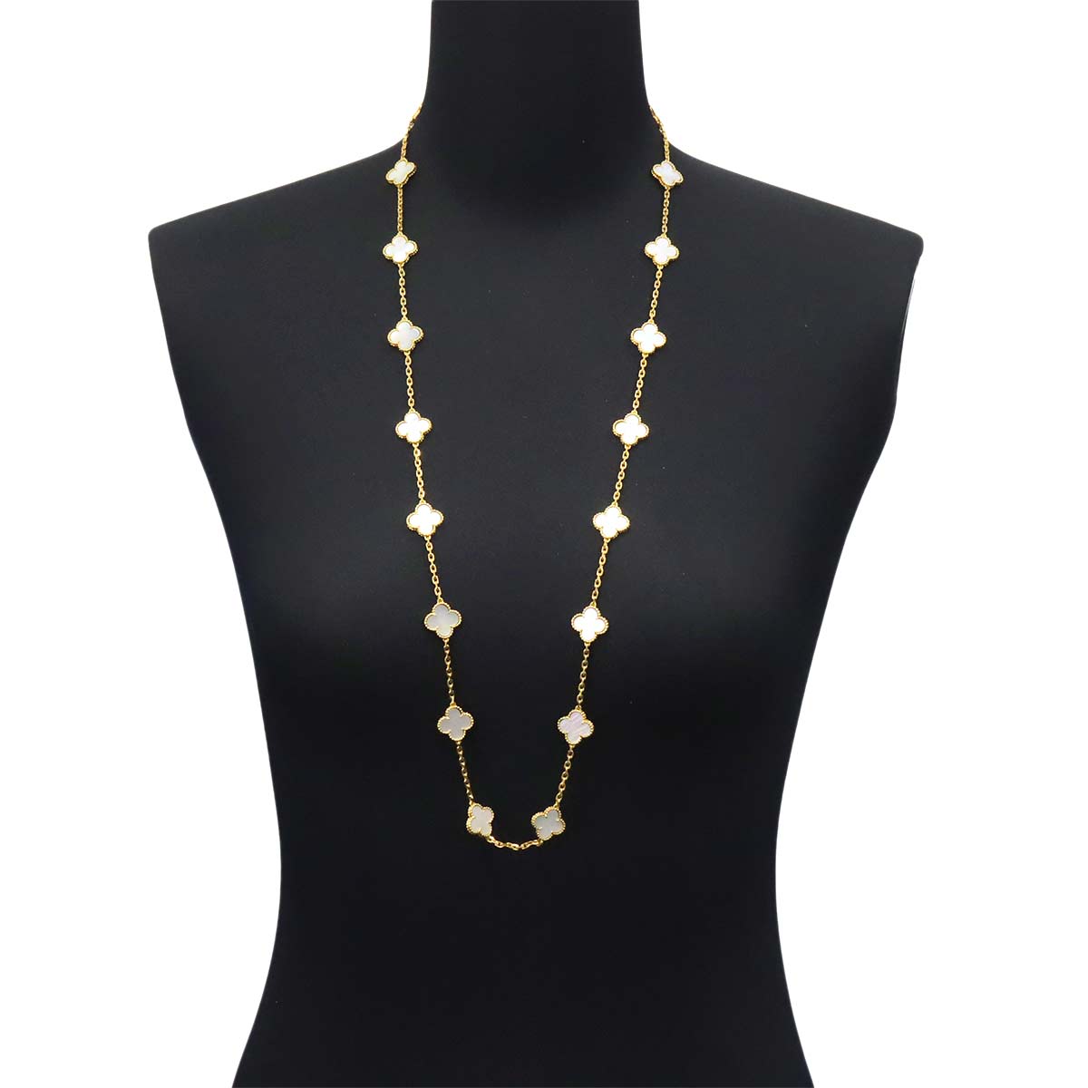 Vintage Alhambra MotherofPearl MOP Necklace 18K YG 750