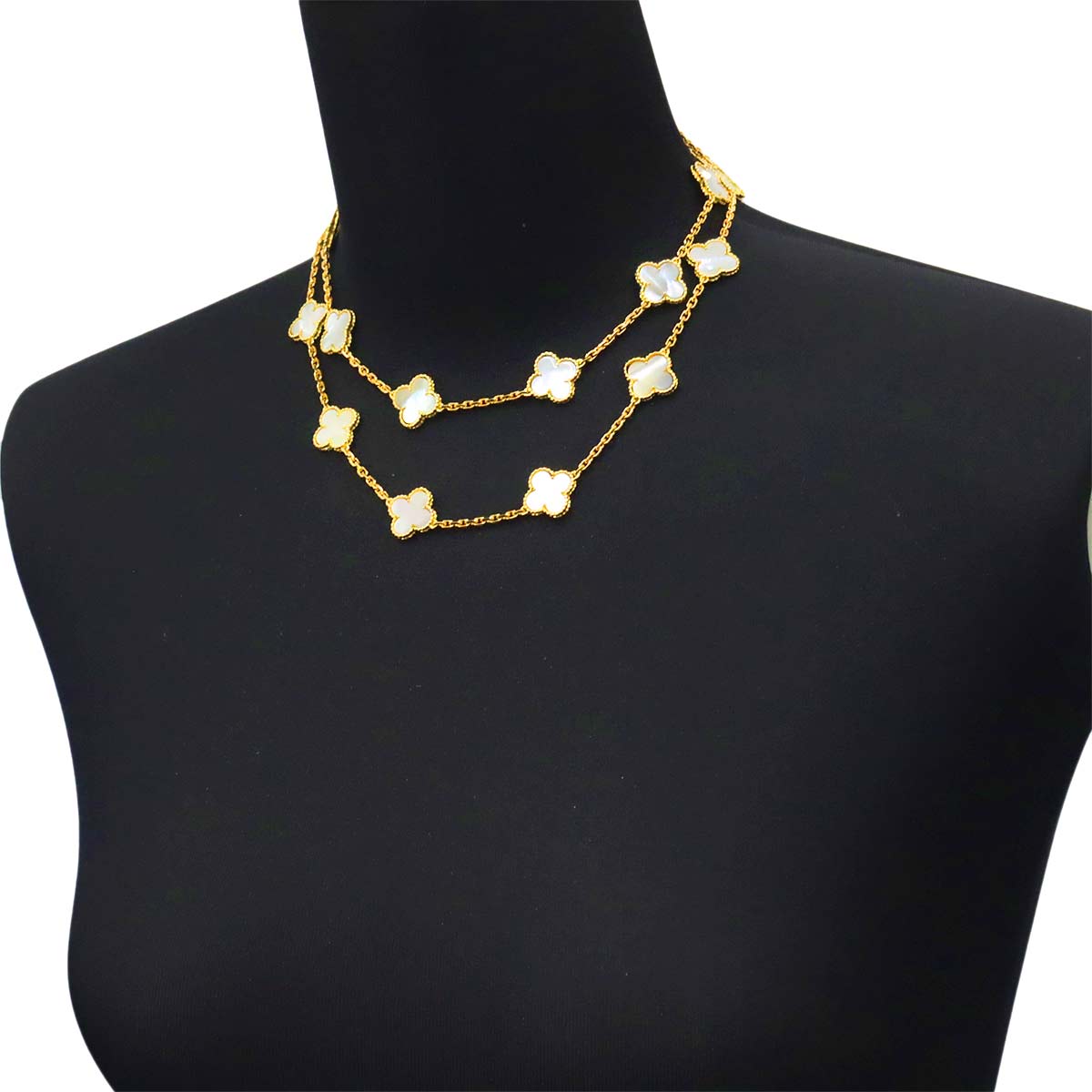 Vintage Alhambra MotherofPearl MOP Necklace 18K YG 750