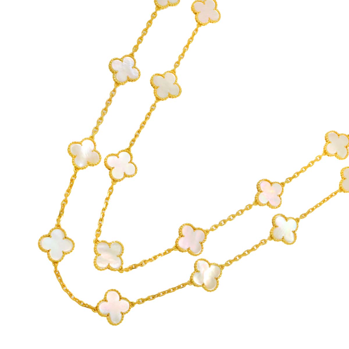 Vintage Alhambra MotherofPearl MOP Necklace 18K YG 750