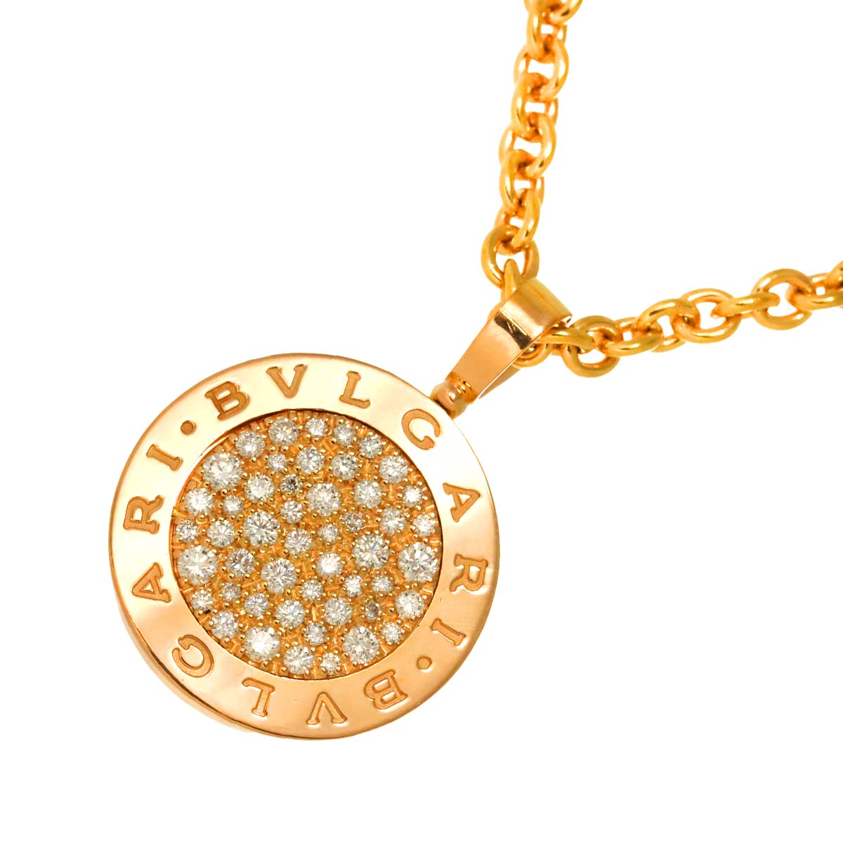 BVLGARI BVLGARI Pave Diamond Necklace 18K Pink Gold 750