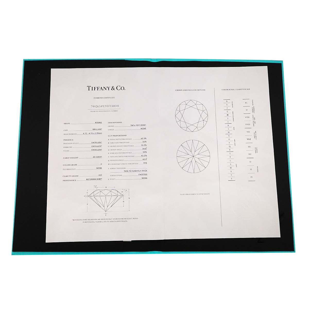 Diamond 0.40ct H/VS2/3EX Necklace Platinum