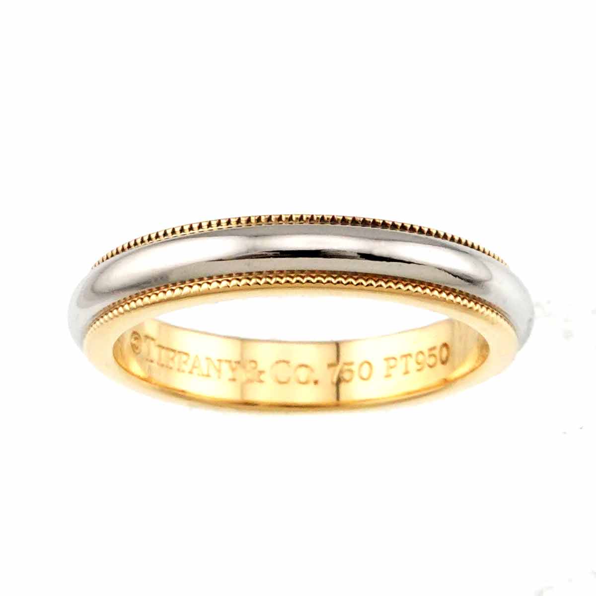 Milgrain Band Ring 18K 750 YG Pt Platinum Size4.75-5(US)