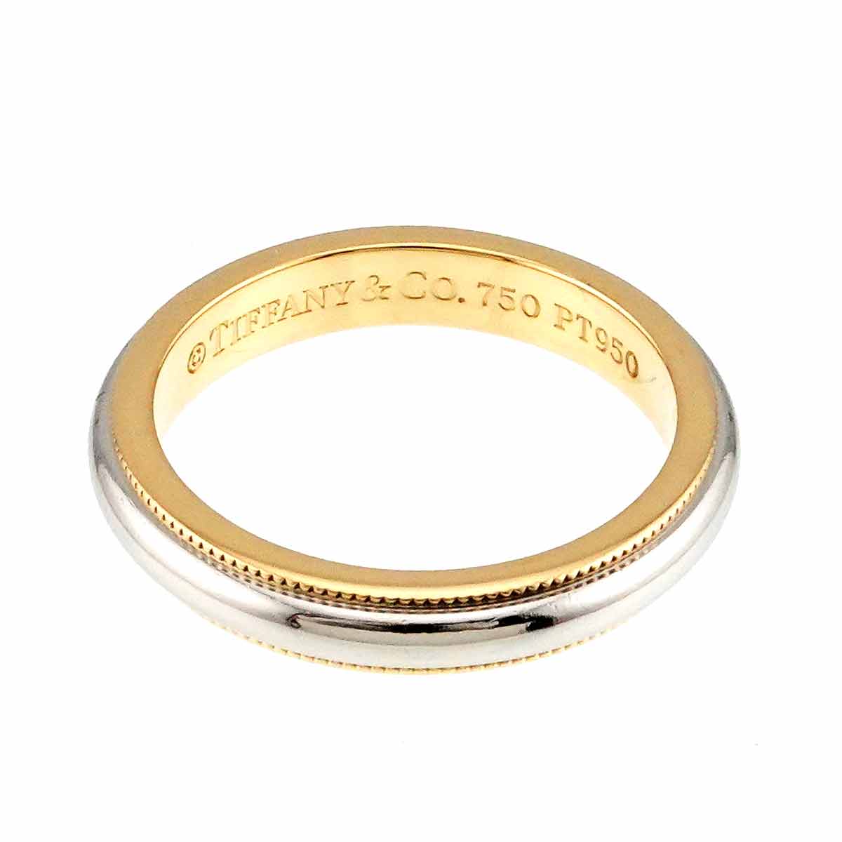 Milgrain Band Ring 18K 750 YG Pt Platinum Size4.75-5(US)
