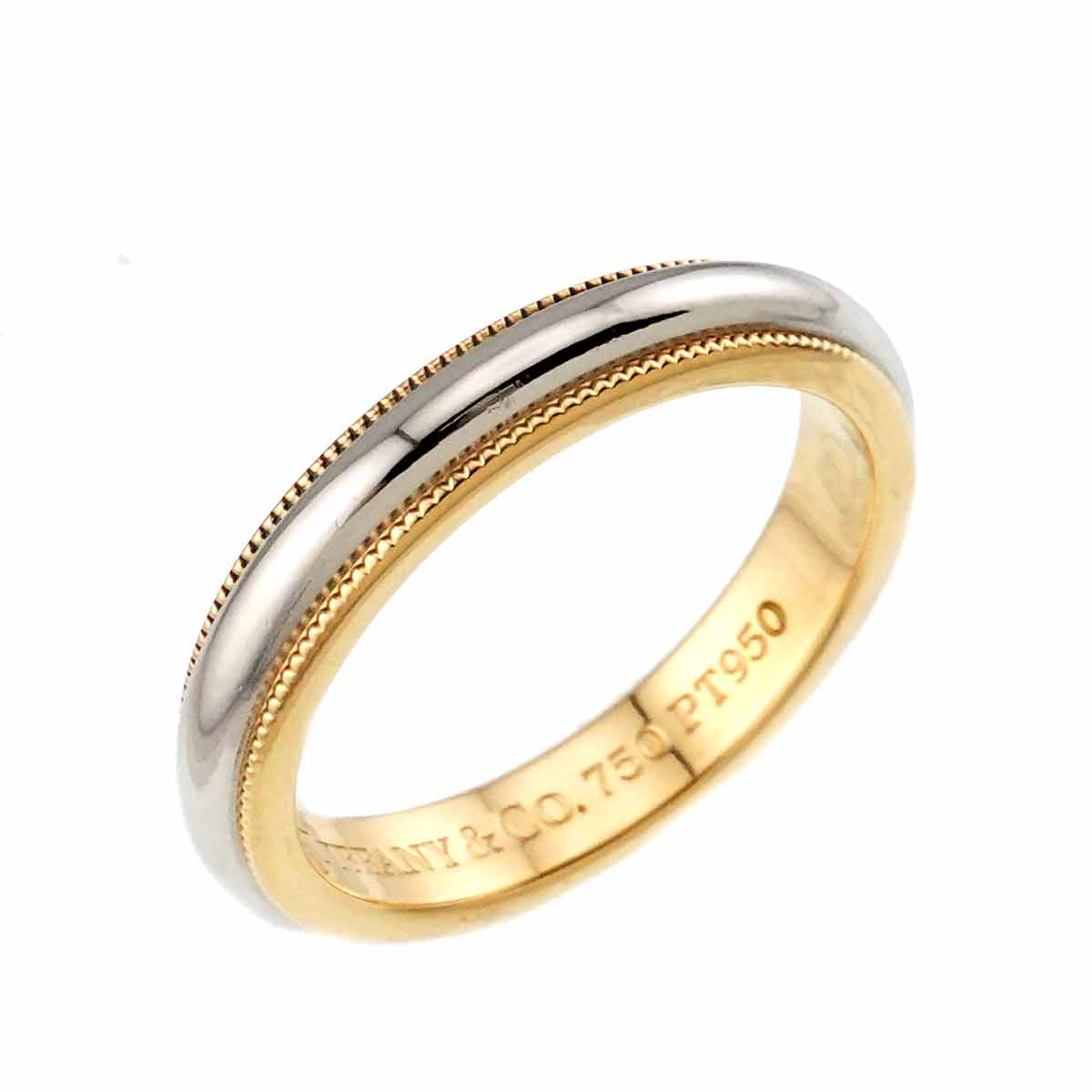 Milgrain Band Ring 18K 750 YG Pt Platinum Size4.75-5(US)