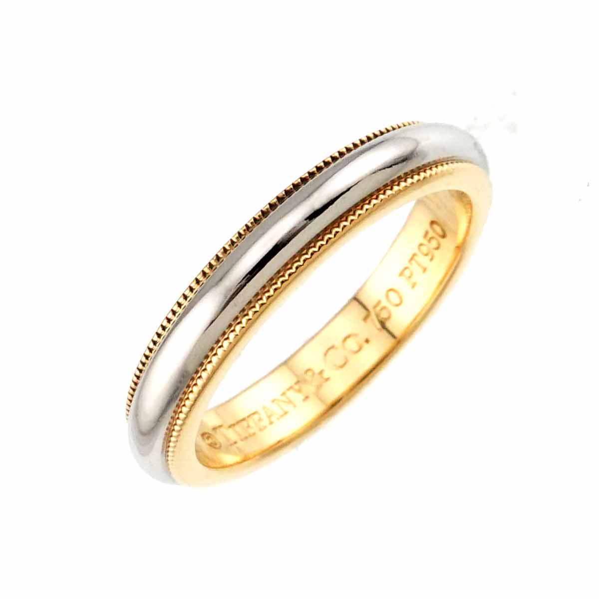 Milgrain Band Ring 18K 750 YG Pt Platinum Size4.75-5(US)