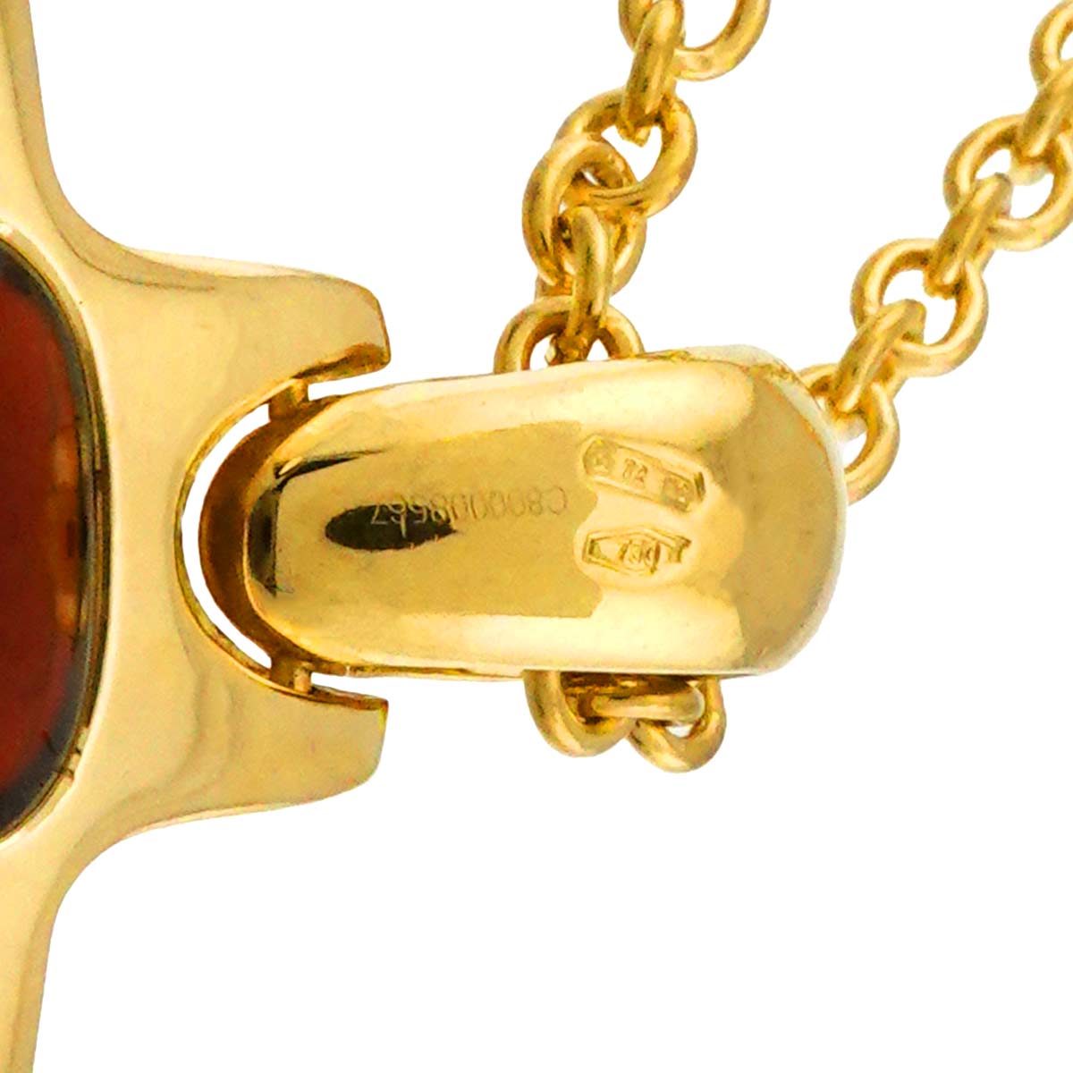 Cross Garnet Necklace 18K Yellow Gold 750