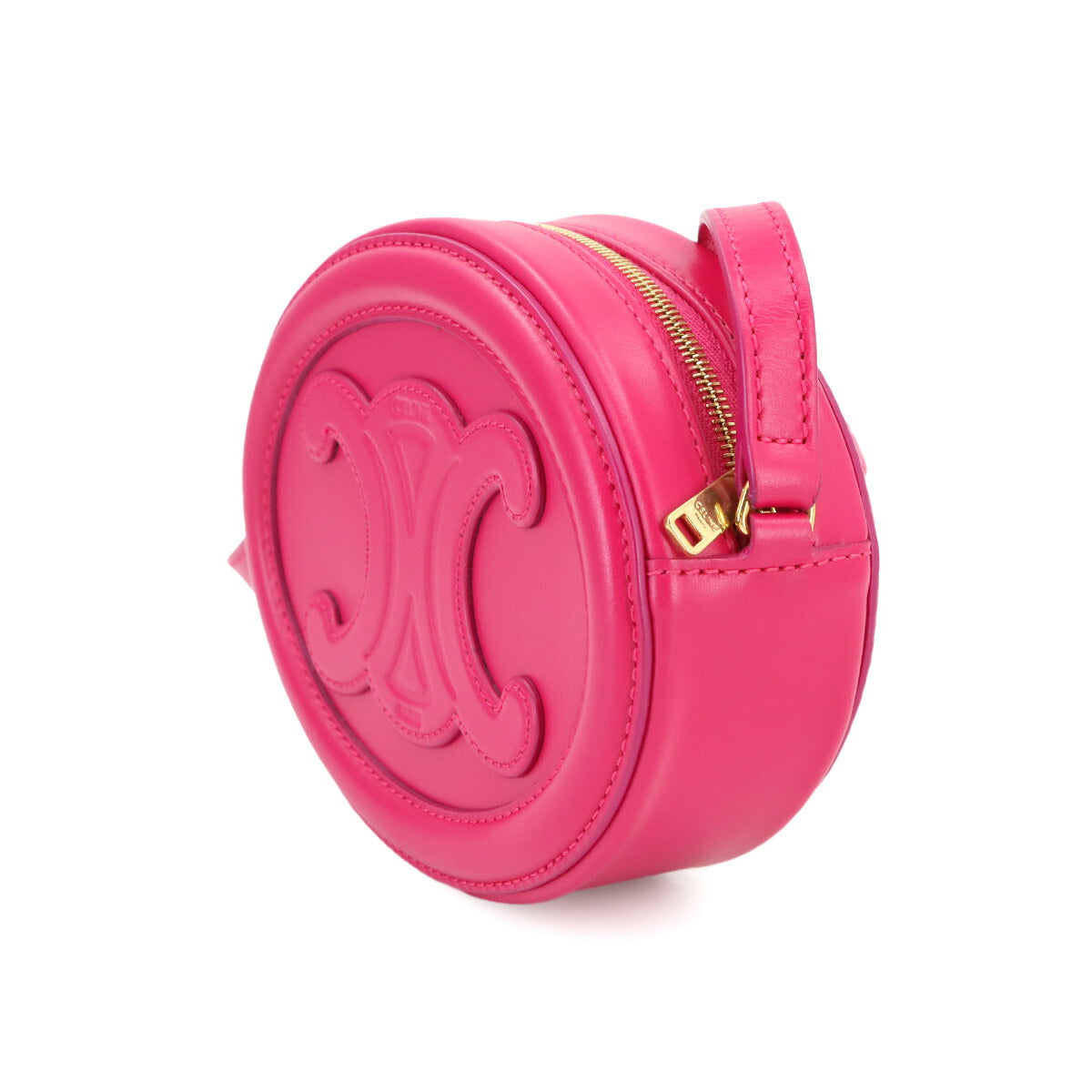 CELINE Oval Purse Cuir Triomphe Shoulder Bag Leather Pink 10I703DPQ