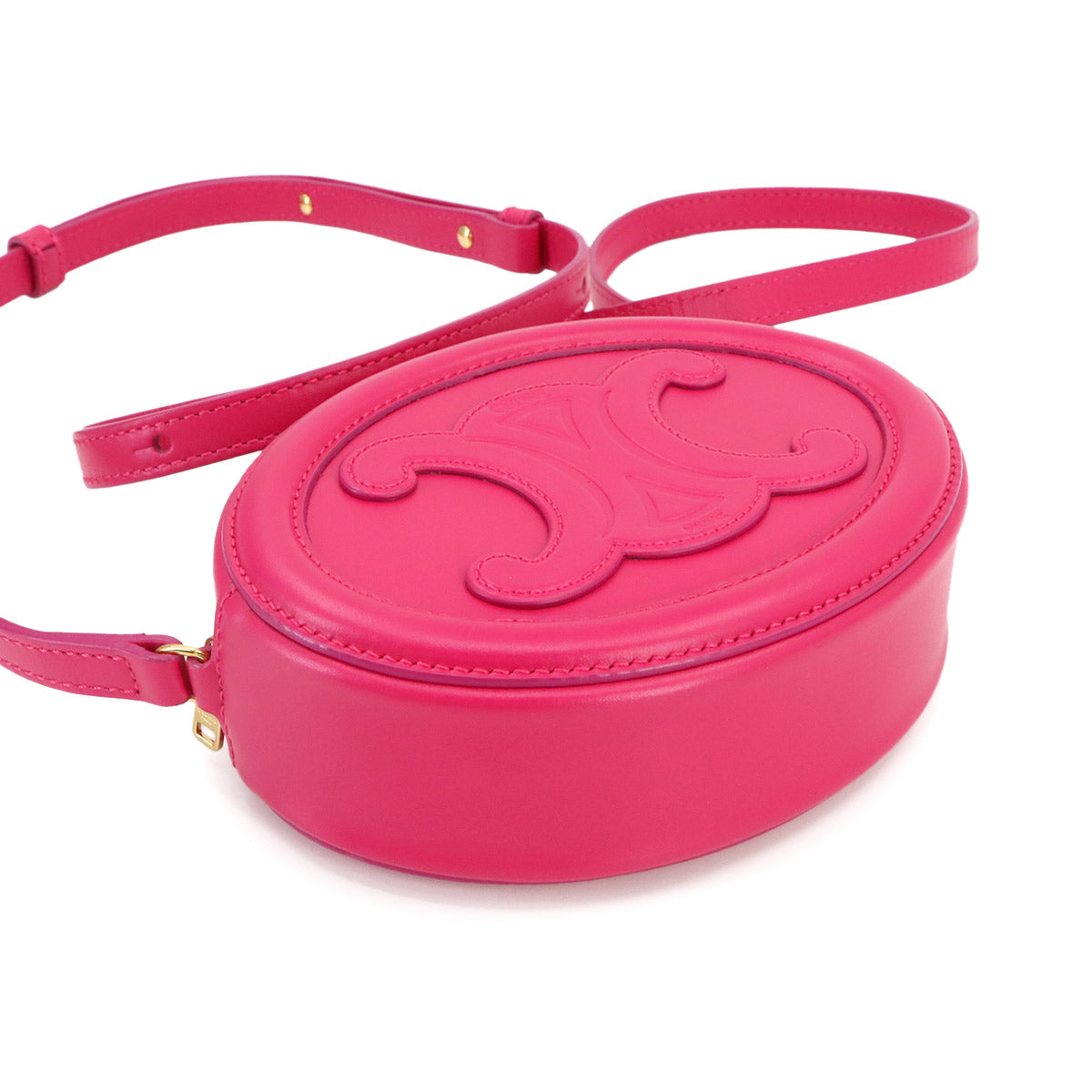 CELINE Oval Purse Cuir Triomphe Shoulder Bag Leather Pink 10I703DPQ