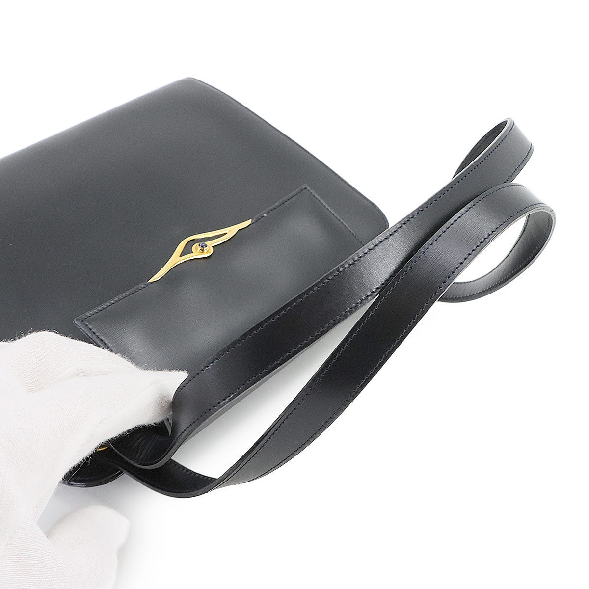 Sapphire Line Hand Bag Leather Navy Purse