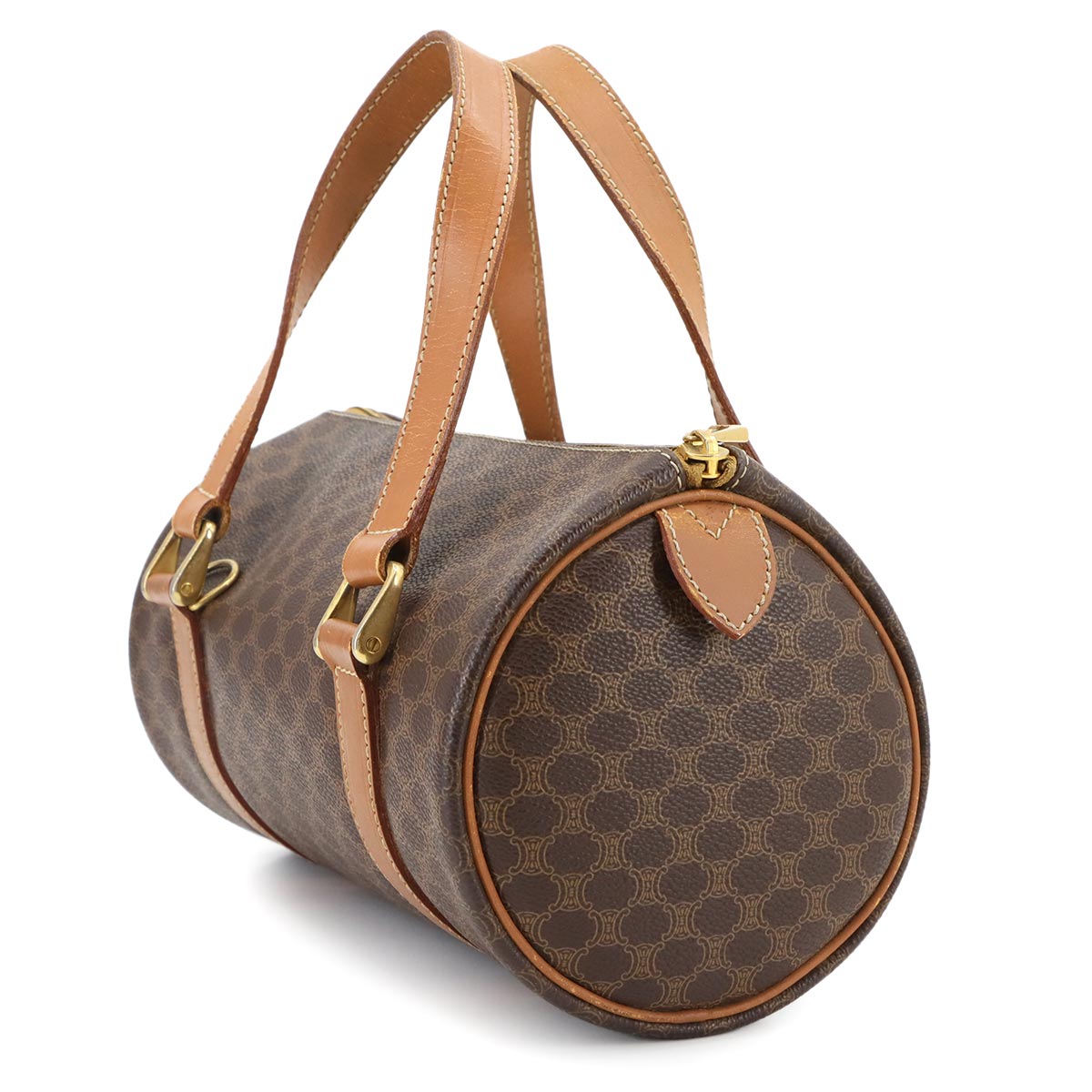 Macadam Mini Boston Hand Shoulder Bag PVC Leather Brown Purse