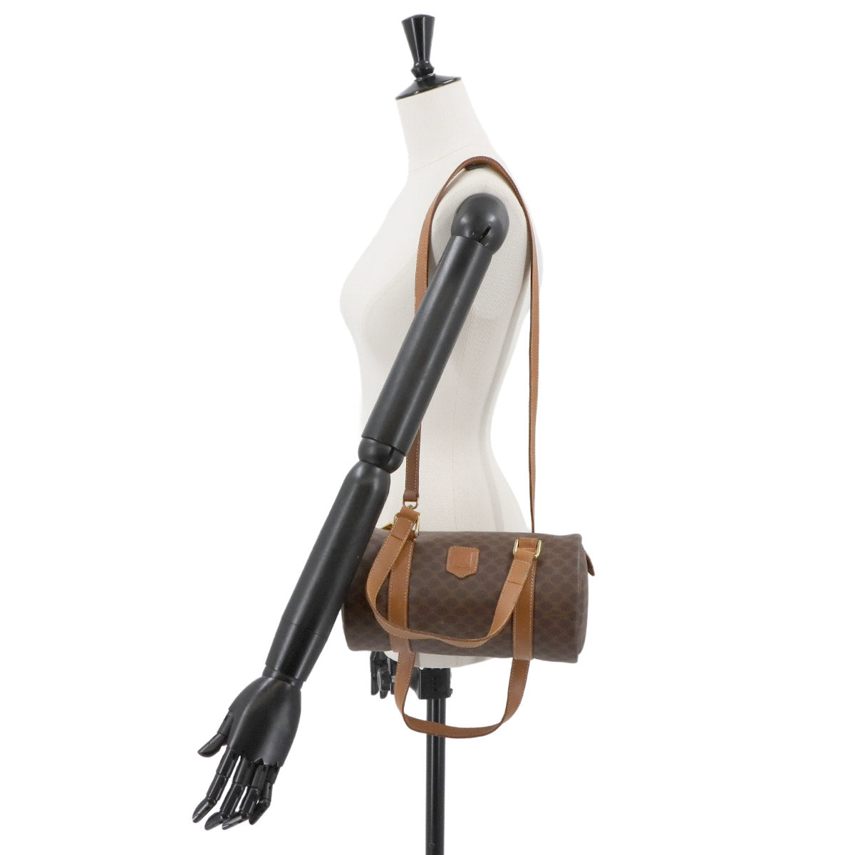 Macadam Mini Boston Hand Shoulder Bag PVC Leather Brown Purse