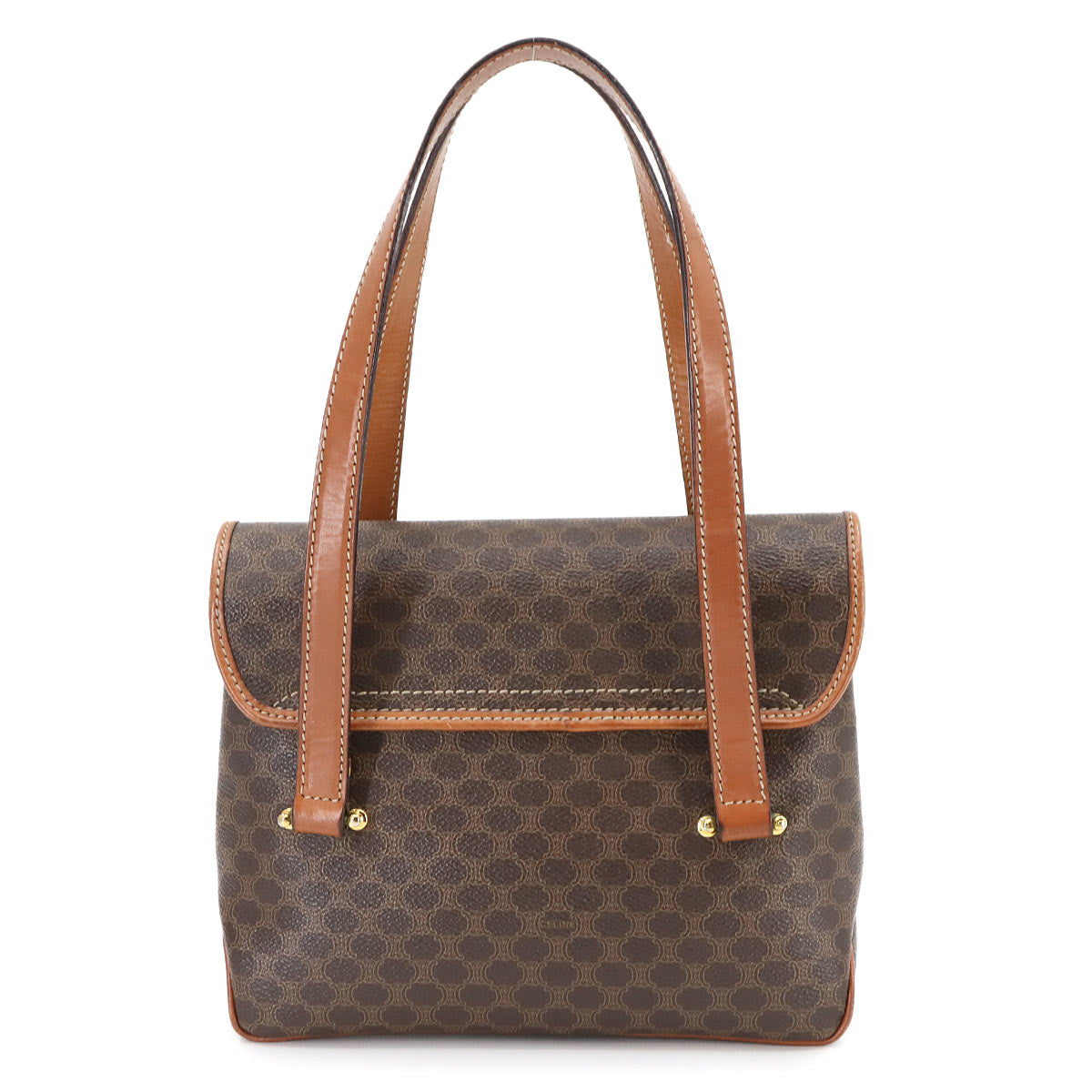 Macadam Hand Bag PVC Leather Brown Vintage