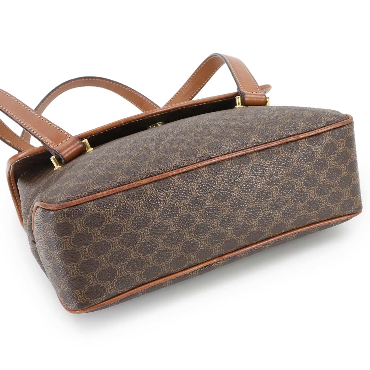 Macadam Hand Bag PVC Leather Brown Vintage