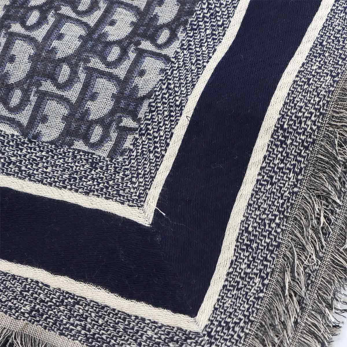 Oblique Winter Scarf Scarves Silk Wool Navy