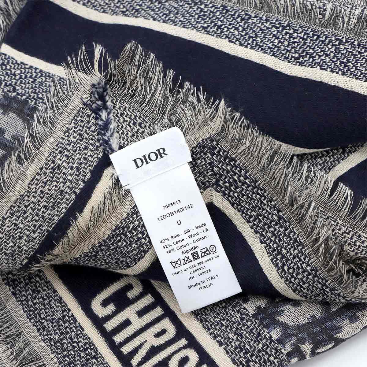 Oblique Winter Scarf Scarves Silk Wool Navy