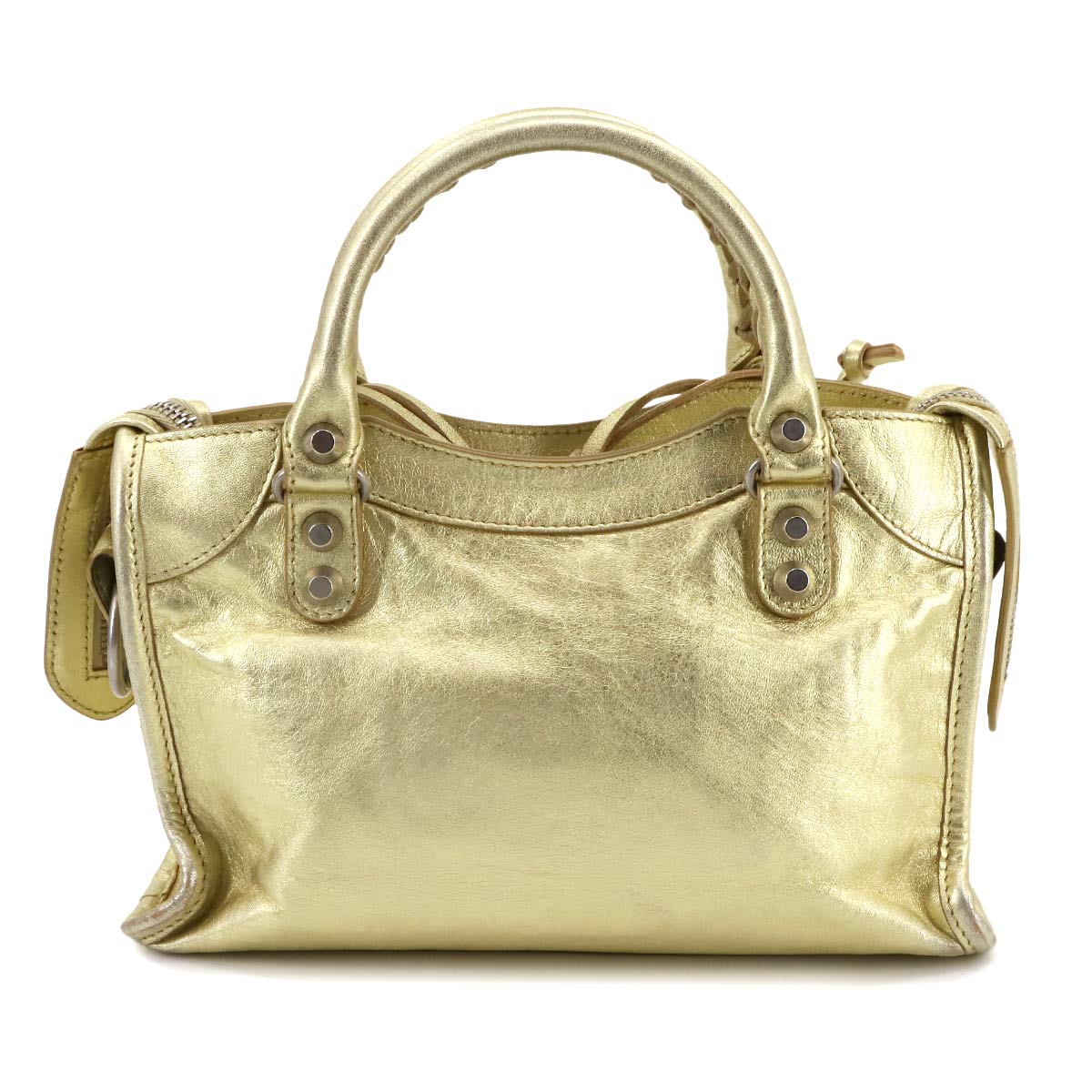 Classic Mini City Hand Shoulder Bag Leather Gold 300295