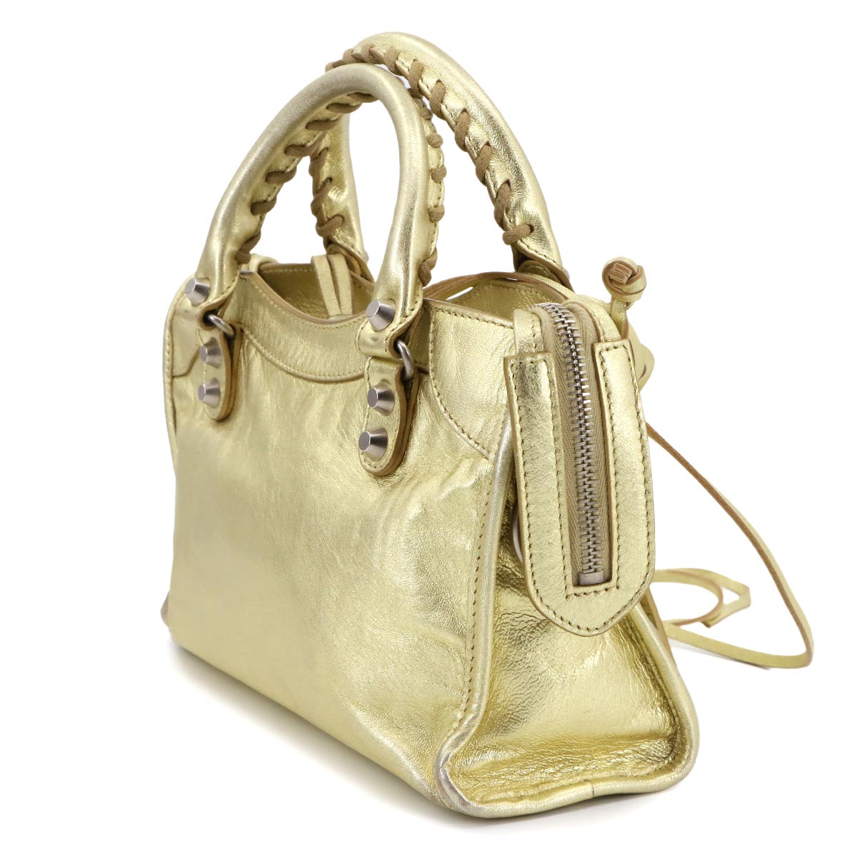Classic Mini City Hand Shoulder Bag Leather Gold 300295