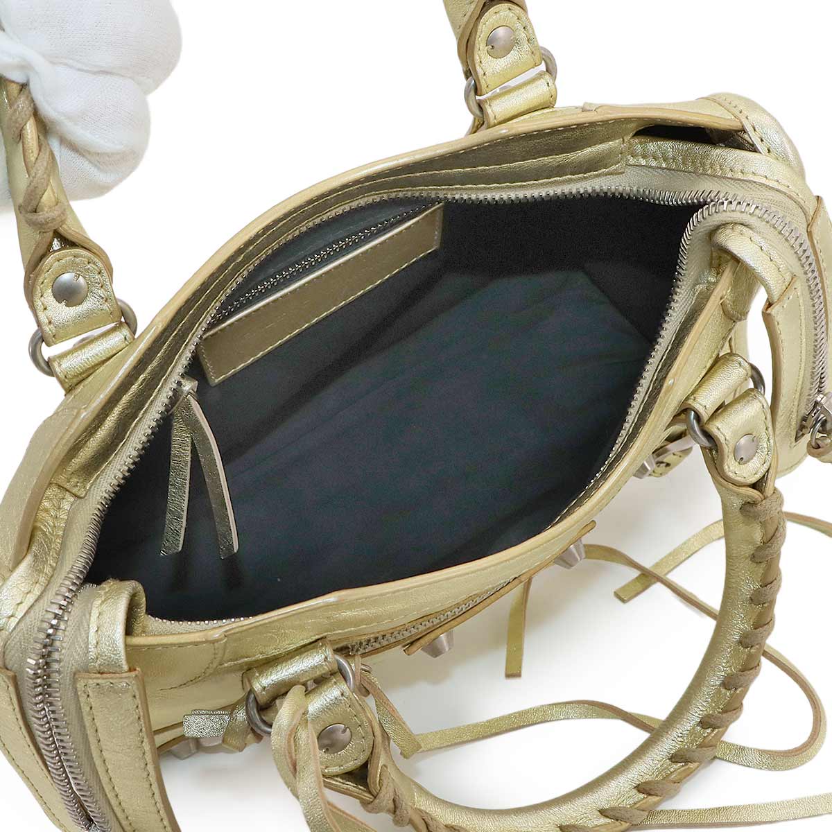 Classic Mini City Hand Shoulder Bag Leather Gold 300295