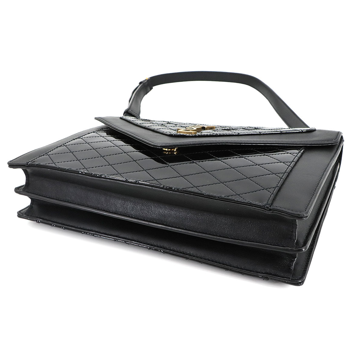 Gaby Shoulder Bag Enamel Leather Black 695503