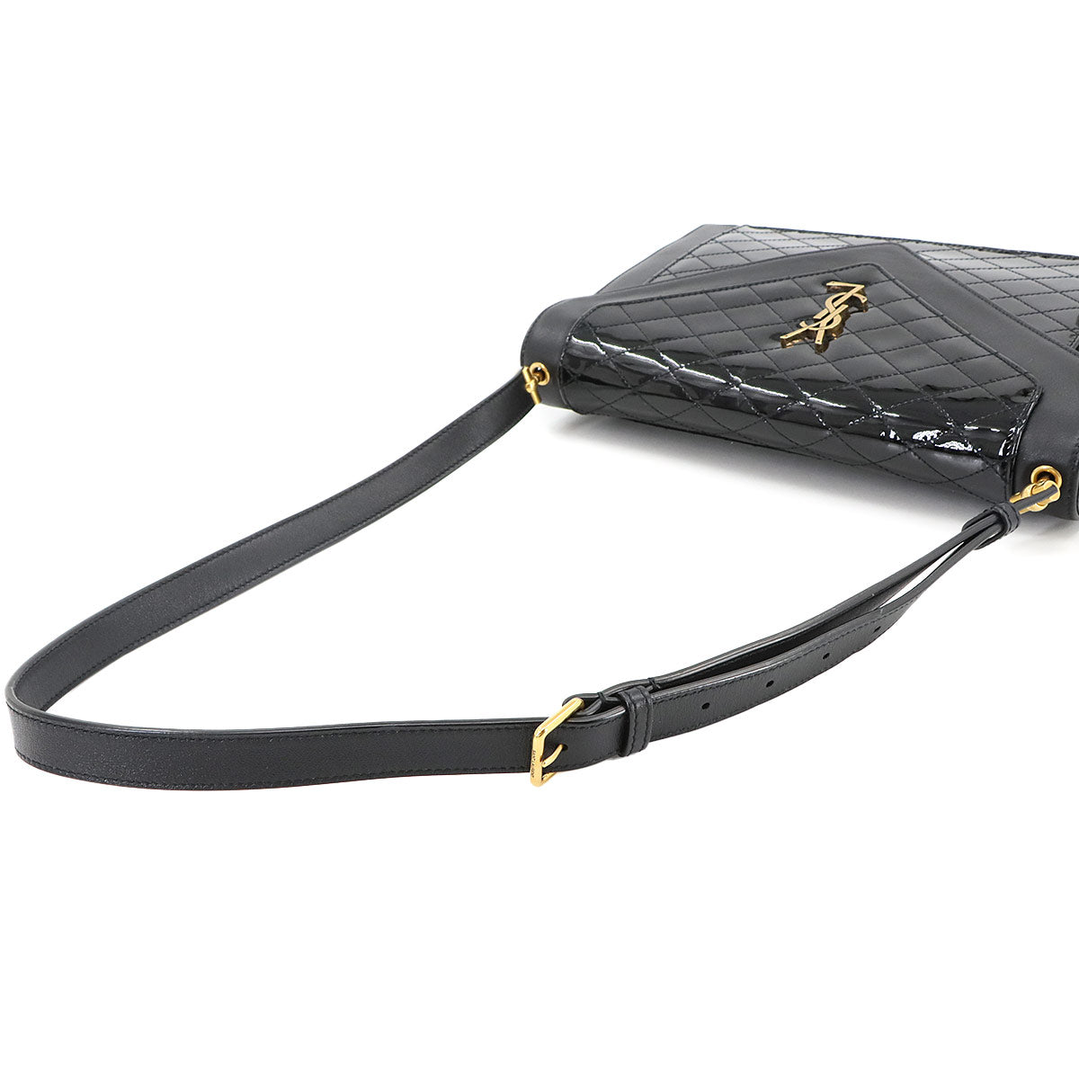 Gaby Shoulder Bag Enamel Leather Black 695503