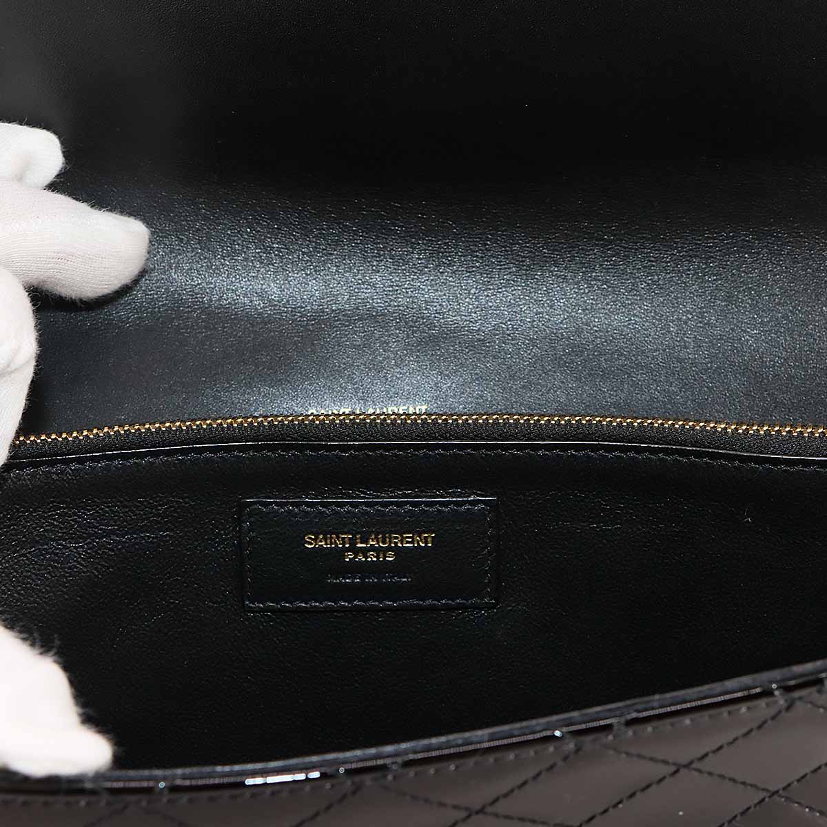 Gaby Shoulder Bag Enamel Leather Black 695503