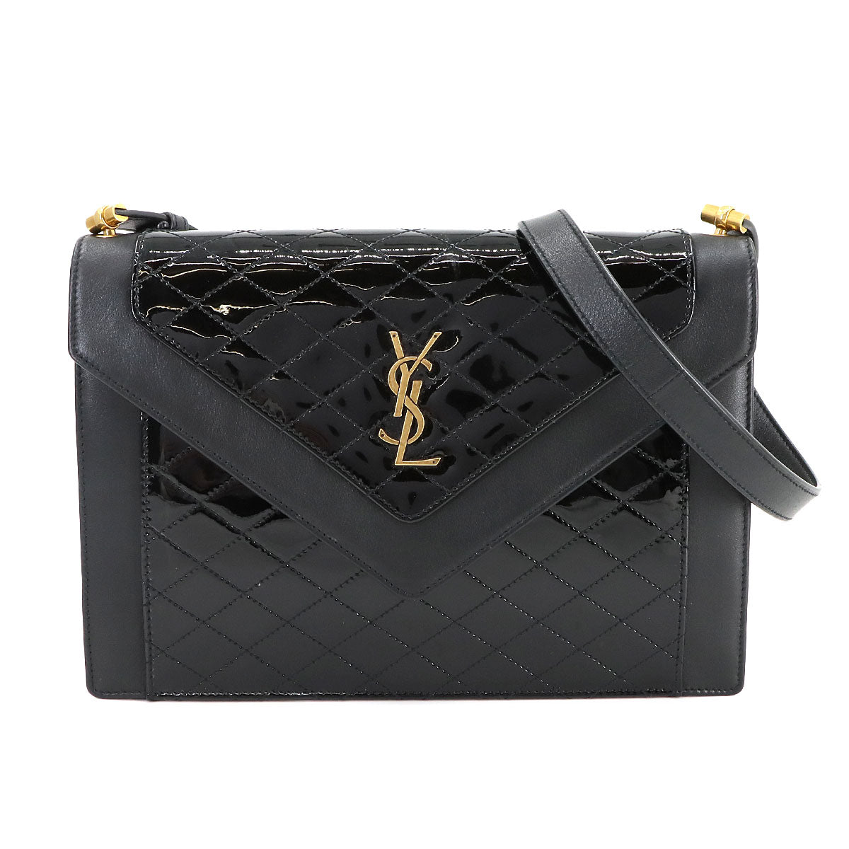 Gaby Shoulder Bag Enamel Leather Black 695503