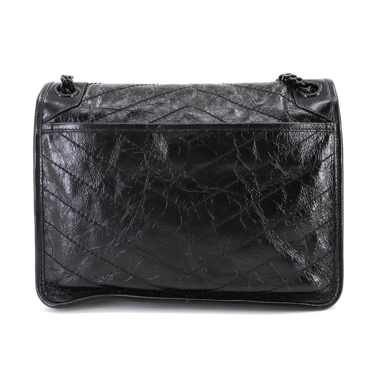 SAINT LAURENT Niki Medium Chain Shoulder Bag Leather Noir 575055