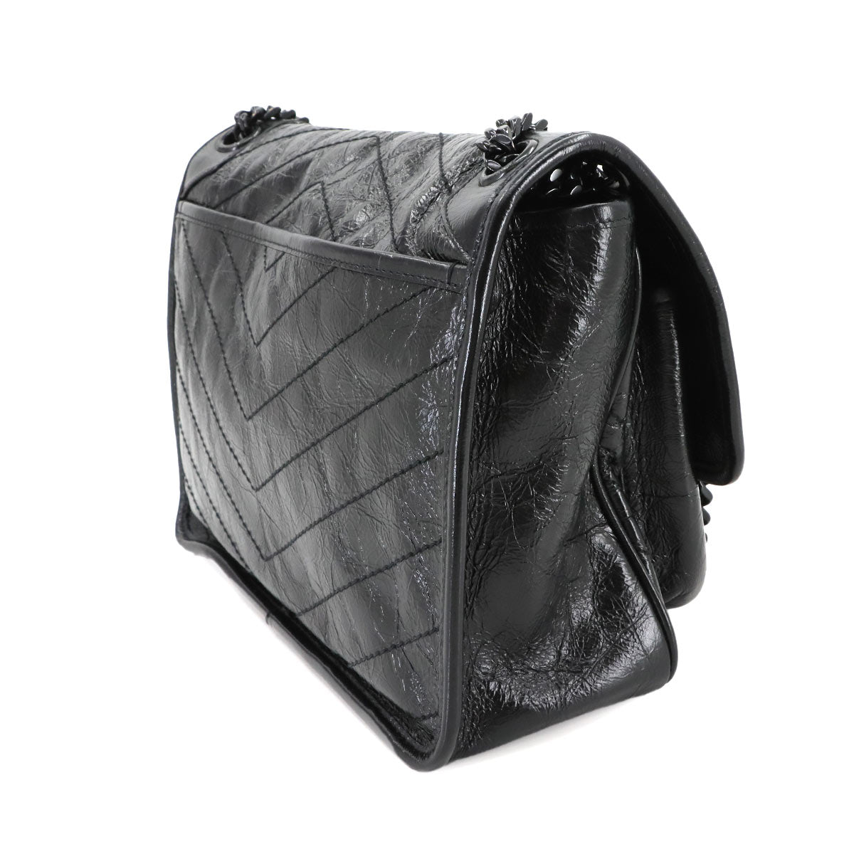 SAINT LAURENT Niki Medium Chain Shoulder Bag Leather Noir 575055