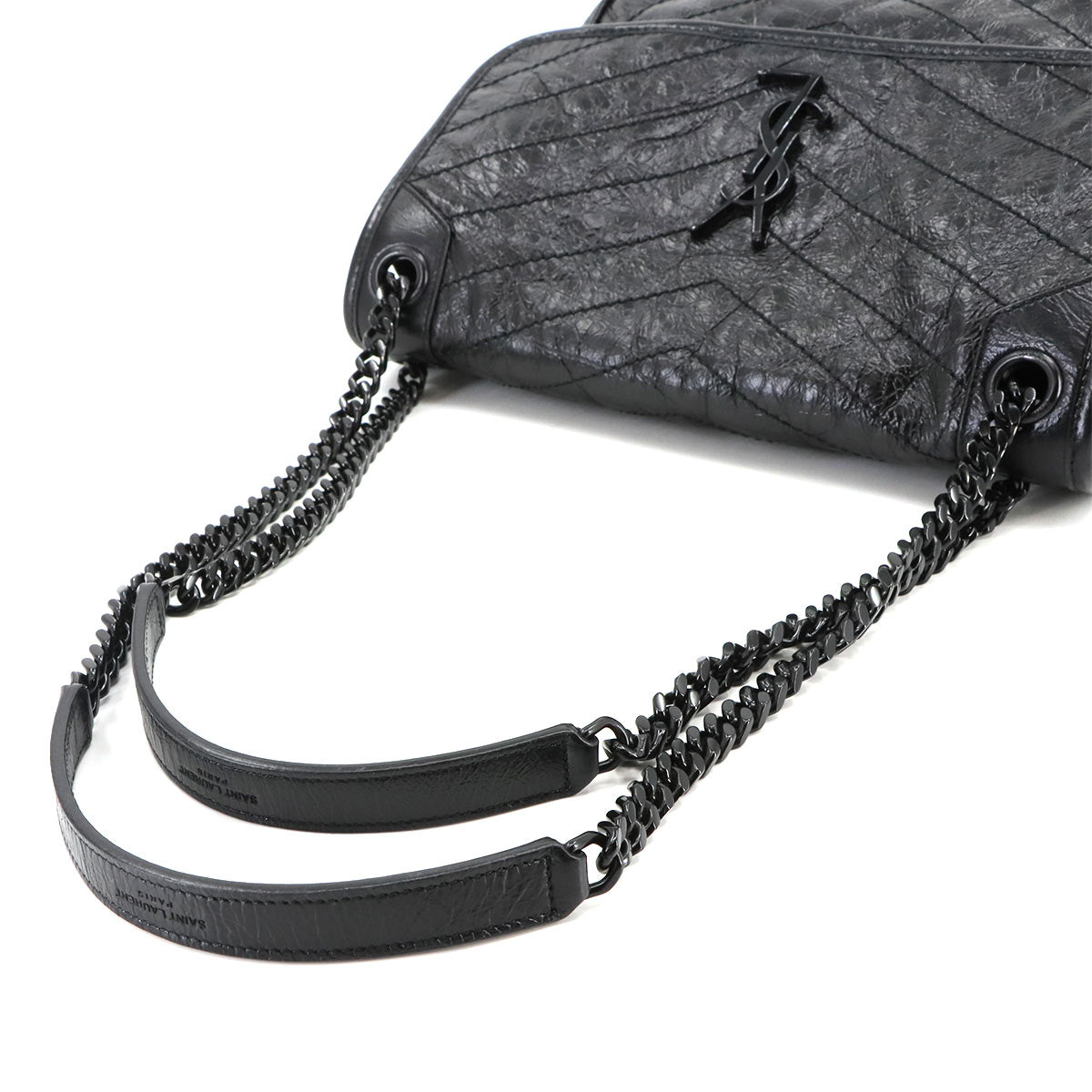 SAINT LAURENT Niki Medium Chain Shoulder Bag Leather Noir 575055