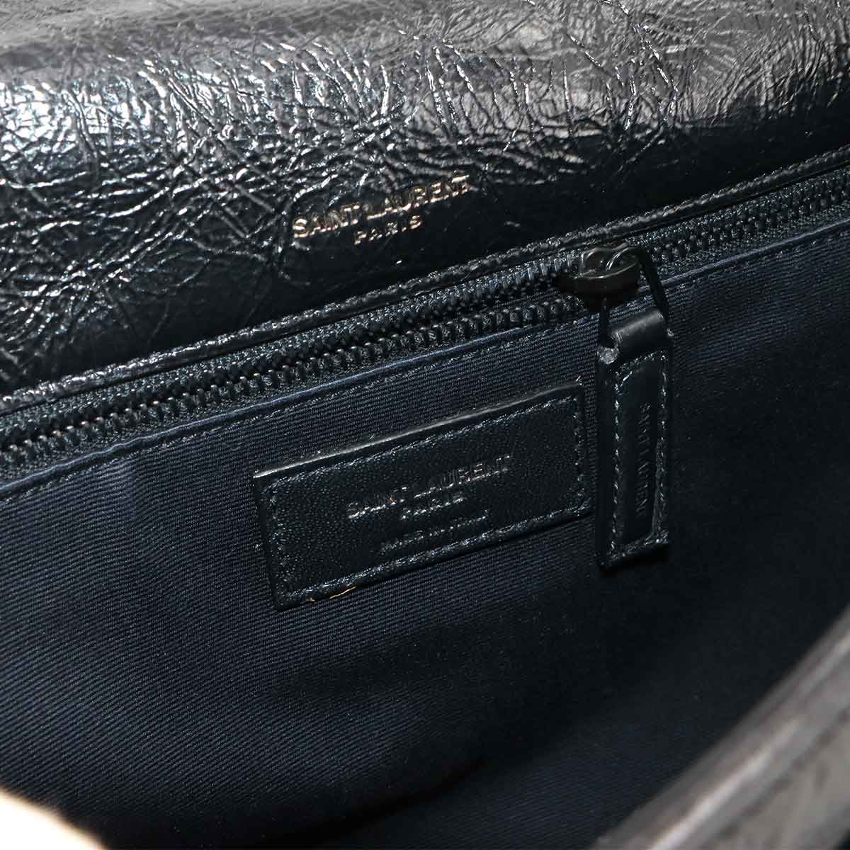 SAINT LAURENT Niki Medium Chain Shoulder Bag Leather Noir 575055