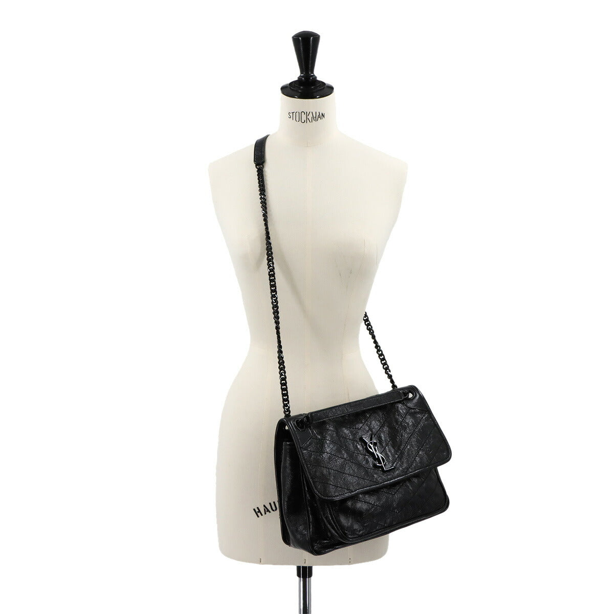 SAINT LAURENT Niki Medium Chain Shoulder Bag Leather Noir 575055