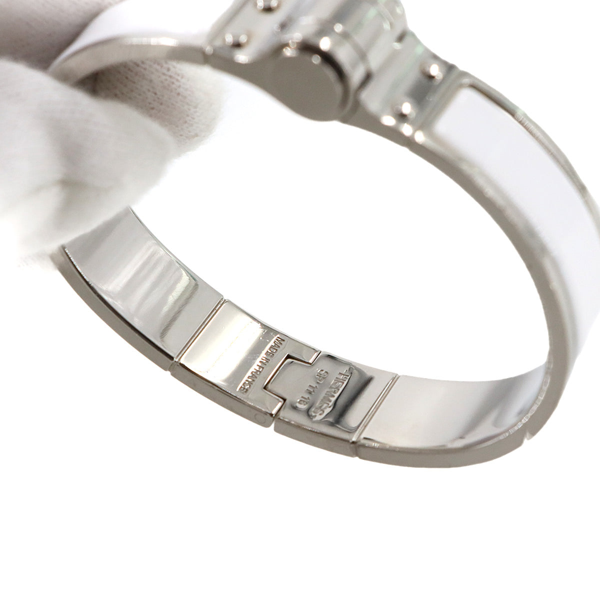 Charniere PM Bracelet Bangle White Silver