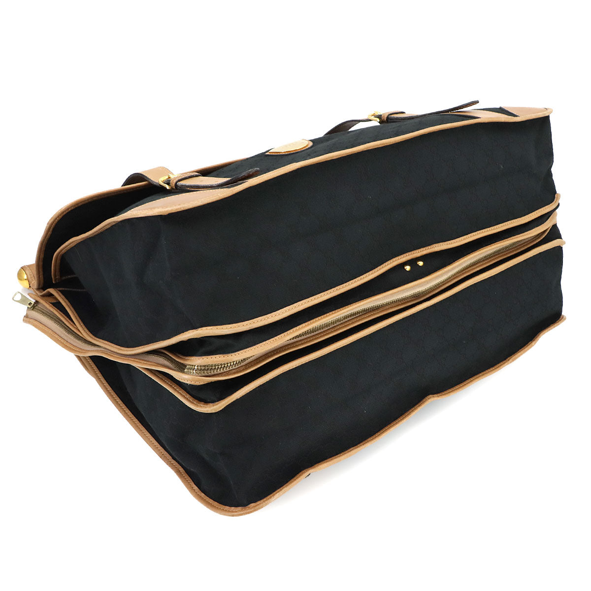 Garment Case GG Canvas Leather Black Brown Vintage