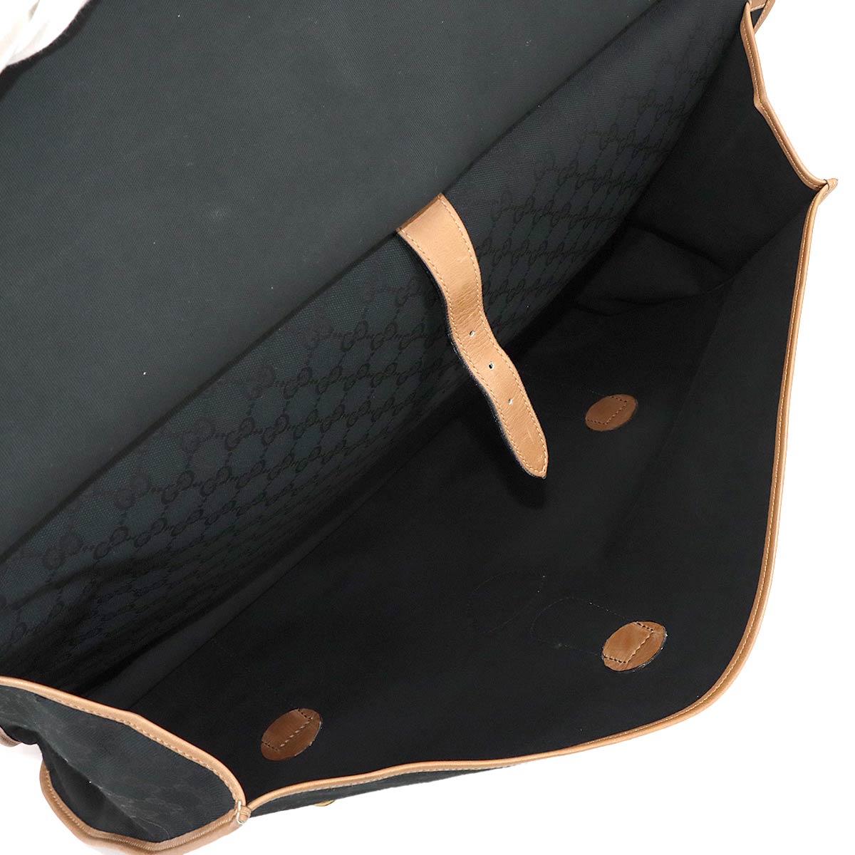 Garment Case GG Canvas Leather Black Brown Vintage