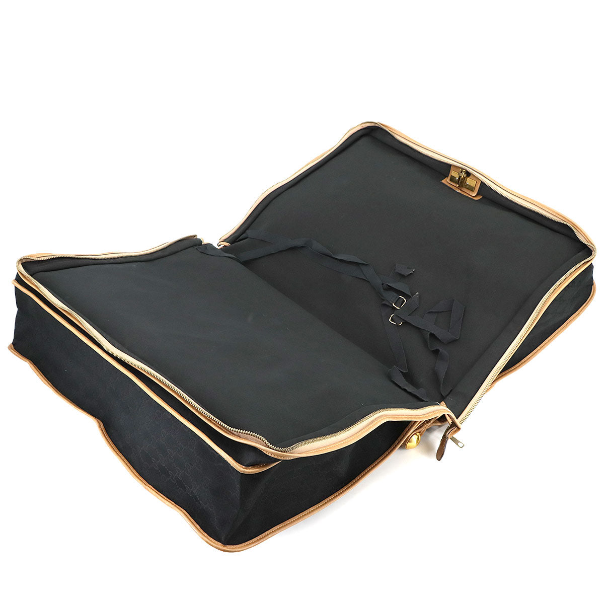 Garment Case GG Canvas Leather Black Brown Vintage