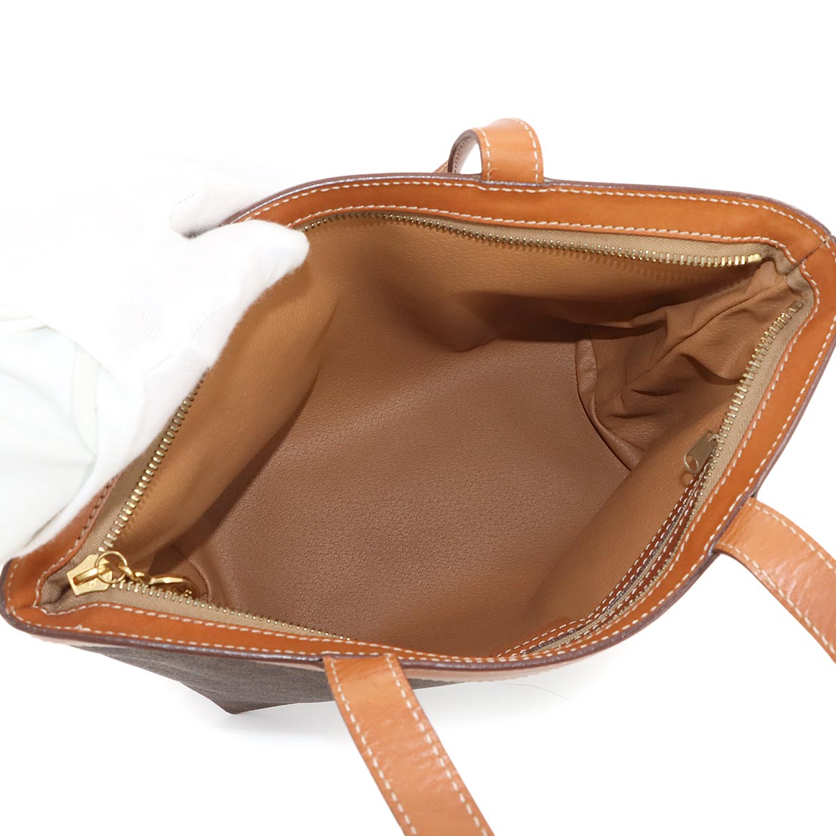 Macadam Hand Bag PVC Leather Brown Vintage