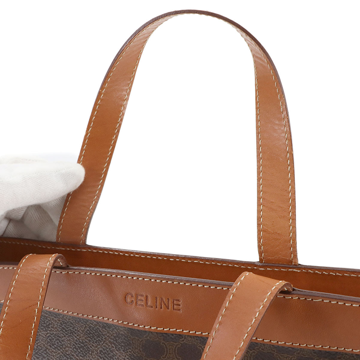 Macadam Hand Bag PVC Leather Brown Vintage